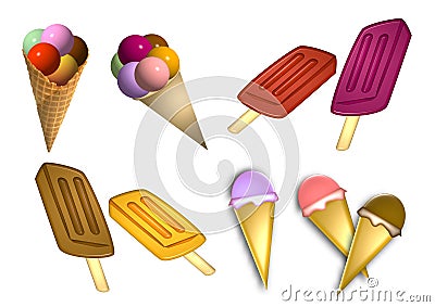 Ice creams and pops Stock Photo