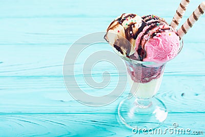 Ice creeam in sundae Stock Photo