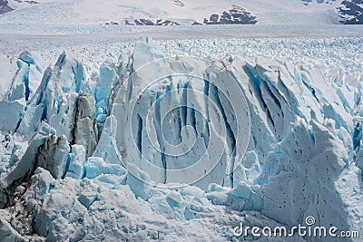 Ice crevasses on Perito Moreno Glacier in Patagonia Stock Photo