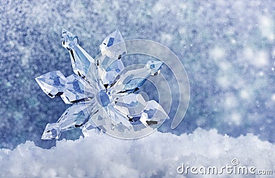 Ice crystal on snow Stock Photo