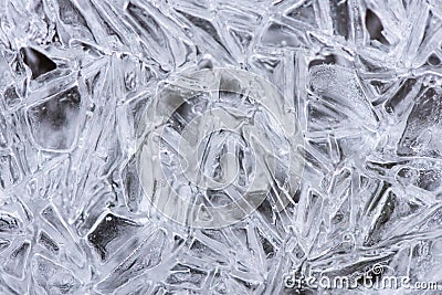 Ice crystals, close-up top view, background. Theme of winter and frost Stock Photo