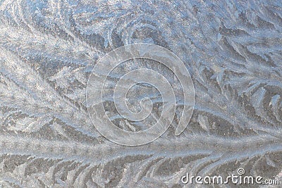 Ice Crystals on Glass. Abstract Ice design for background I Stock Photo