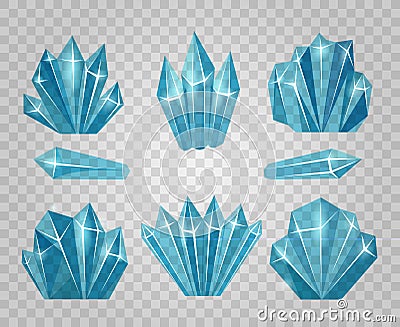 Ice crystals isolated on transparent background Vector Illustration