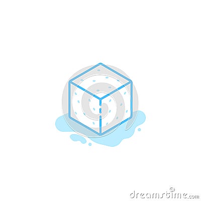 Ice cube blue icon isolated on white Vector Illustration