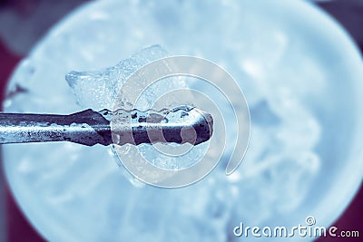 Ice cube for food and drink with Ice clamp Stock Photo