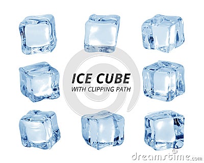 Ice cube isolated on white background. A piece of ice in block shape. Clipping path Stock Photo