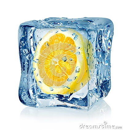Ice cube and lemon Stock Photo
