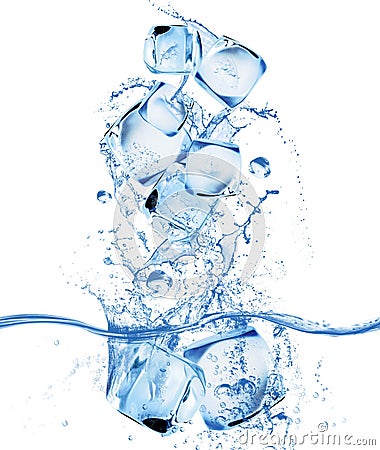 Ice cube and water splash Stock Photo