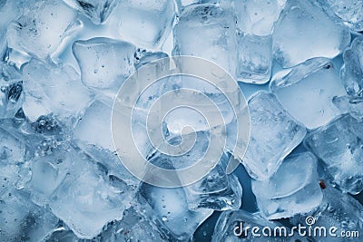 Ice cubes background. Ice cubes on blue background. Frozen ice cubes. Stock Photo