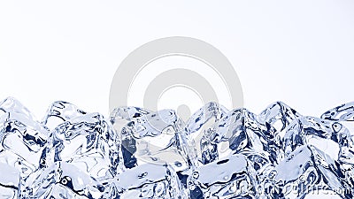 Ice cubes isolated white background. Cartoon Illustration