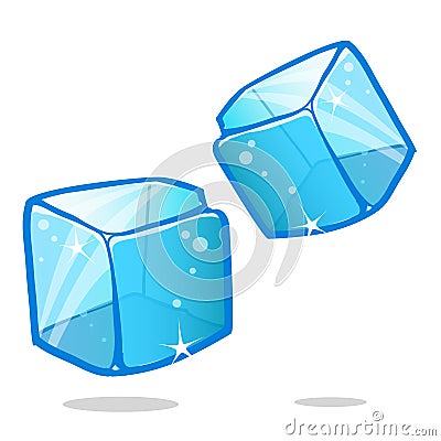 Ice cubes and melted ice cube vector set on isolated Vector Illustration