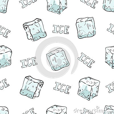 Ice cubes seamless pattern. Vector Illustration