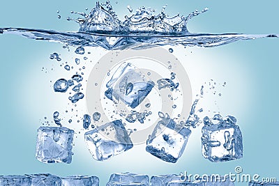 Ice cubes in water Stock Photo