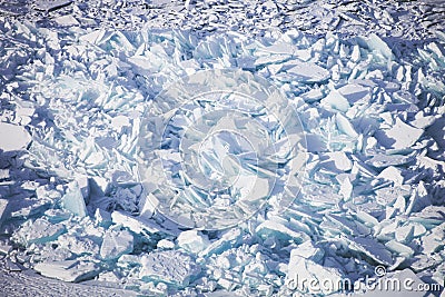 Hummocks Ice field on Lake Baikal Stock Photo