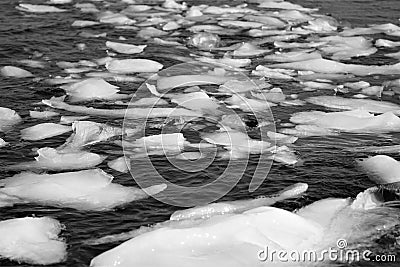 Black and white close up of icebergs, growlers in sea Stock Photo