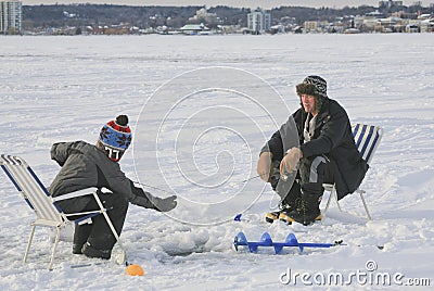 Ice Fishing Barrie, Ontario, Canada Editorial Stock Photo