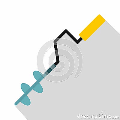 Ice fishing drill icon, flat style Vector Illustration