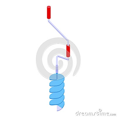 Ice fishing drill icon isometric vector. Winter lake Vector Illustration