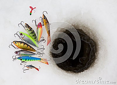 Ice fishing lures Stock Photo