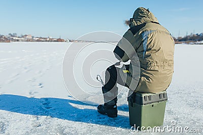 Ice fishing. Winter fishing Stock Photo