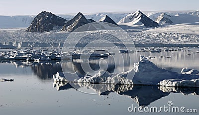 Ice floe resembling mountains Stock Photo