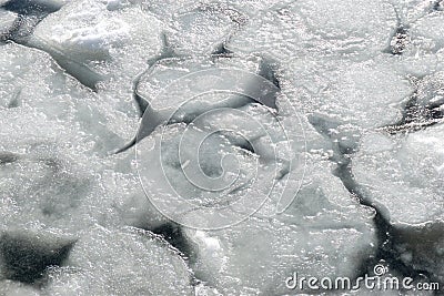 Ice floes floating on water in winter Stock Photo