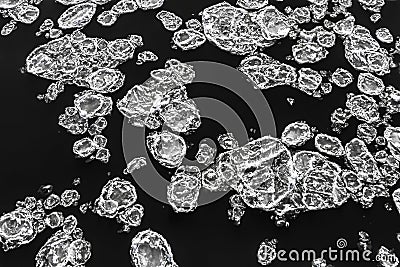 Ice floes floating on the river top view Stock Photo