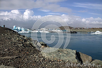 Ice floes on the lake Jokullsarlon glacier lagoon Stock Photo