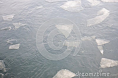 Ice floes on a river Stock Photo