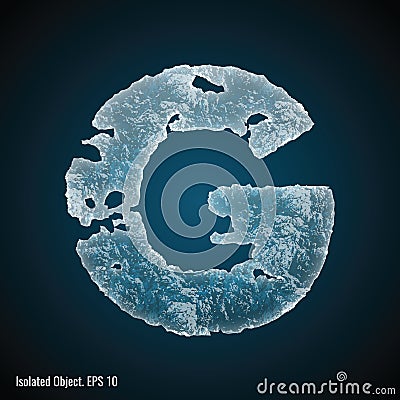 Ice Font of Letter G Vector Illustration