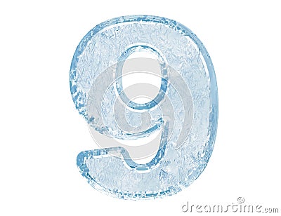 Ice font. Number nine Stock Photo