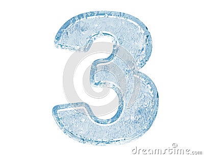 Ice font. Number three Stock Photo