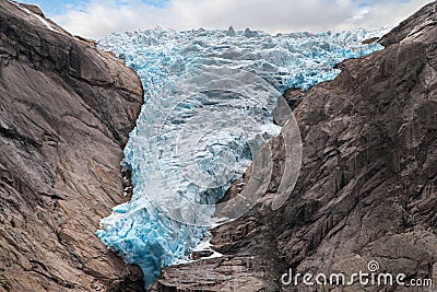 Ice Front of the Briksdalsbreen Glacier Stock Photo