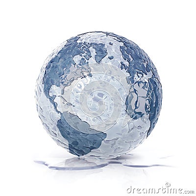 Ice globe 3D illustration north and south america map Cartoon Illustration