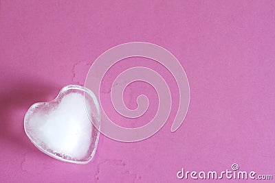 Ice heart on pink abstract valentine love background Stock Photo