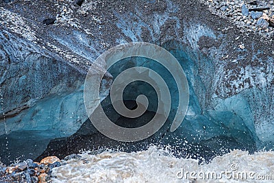 Ice high in the mountains. Small glacier Aktru in the Altai mountains clear ice Stock Photo
