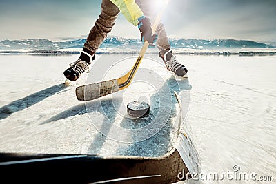 Ice hockey game moment Stock Photo