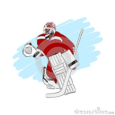 Ice hockey goalie, isolated vector illustration Vector Illustration