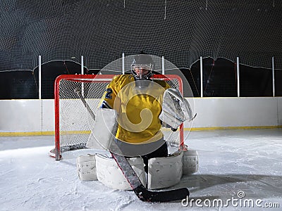 Ice hockey goalkeeper Stock Photo