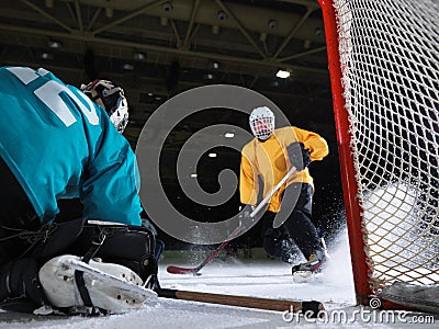 Ice hockey goalkeeper Stock Photo