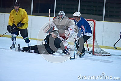 Ice hockey goalkeeper Stock Photo