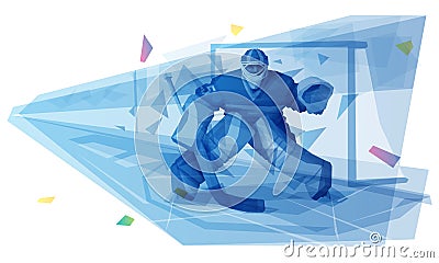 Ice hockey goaltender in the game Vector Illustration