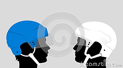 Ice hockey players with protective helmets Vector Illustration