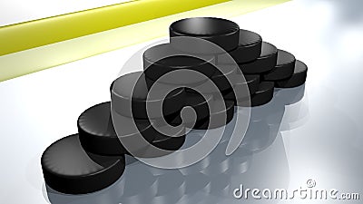 Ice hockey pucks Stock Photo