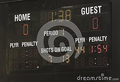 Ice Hockey Scoreboard Stock Photo