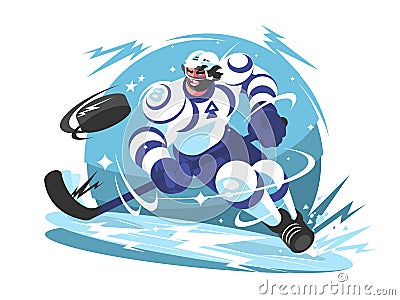 Ice hockey team player Cartoon Illustration