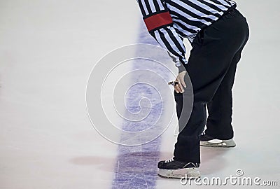 Ice Hockey a whistle in your hand Stock Photo