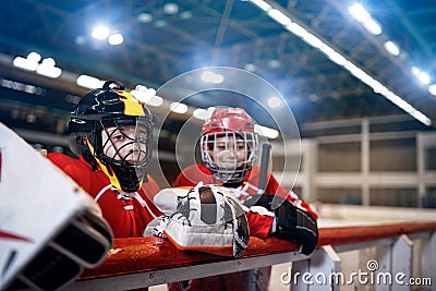 Ice hockey youth boys Stock Photo