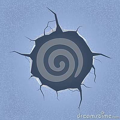 Ice hole with cracks Vector Illustration