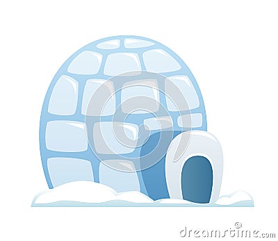 Ice igloo - flat design style object on white background Vector Illustration